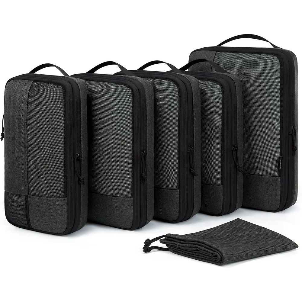 image:imageBAGSMART Compression Packing Cubes for Travel 6 Set Luggage Organizer Bags04Black