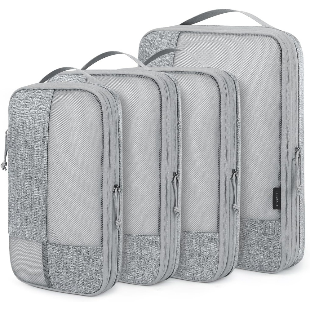 image:imageBAGSMART Compression Packing Cubes for Travel 6 Set Luggage Organizer BagsGrey