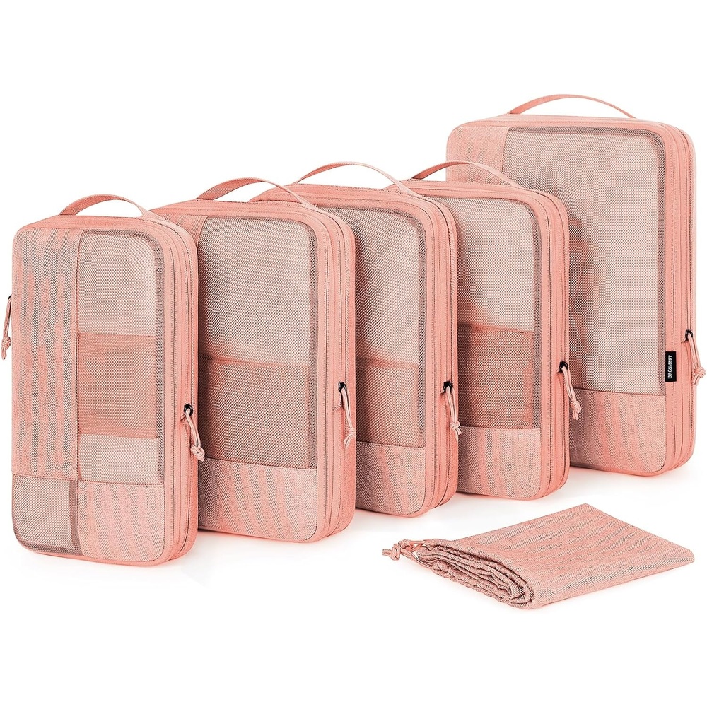 image:imageBAGSMART Compression Packing Cubes for Travel 6 Set Luggage Organizer BagsOrange