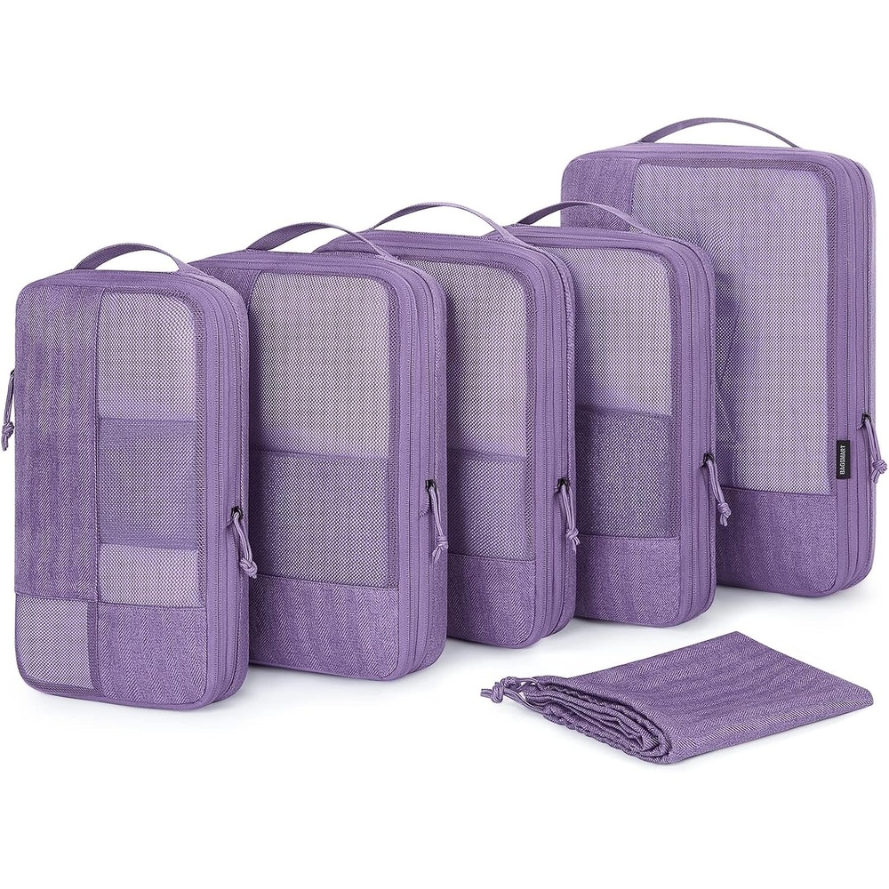 image:imageBAGSMART Compression Packing Cubes for Travel 6 Set Luggage Organizer BagsViolet