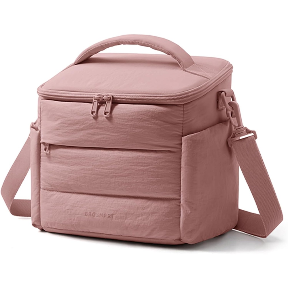 image:imageBAGSMART Lunch Box for Women Cute Quilted Insulated Lunch Bag SlopedlidDark Pink
