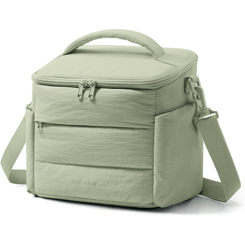 image:imageBAGSMART Lunch Box for Women Cute Quilted Insulated Lunch Bag SlopedlidSage Green
