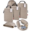 BAGSMART 6 Set Compression Packing Cubes with Fillable Neck Pillow(Brown)