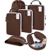 BAGSMART 6 Set Compression Packing Cubes with Fillable Neck Pillow(Coffee Brown)