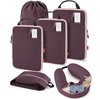 BAGSMART 6 Set Compression Packing Cubes with Fillable Neck Pillow(Crimson Purple)
