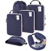 BAGSMART 6 Set Compression Packing Cubes with Fillable Neck Pillow(Navy Blue)