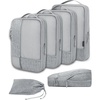 BAGSMART Compression Packing Cubes for Travel, 6 Set Luggage Organizer Bags(01-Grey)
