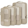 BAGSMART Compression Packing Cubes for Travel, 6 Set Luggage Organizer Bags(Khaki)