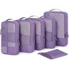 BAGSMART Compression Packing Cubes for Travel, 6 Set Luggage Organizer Bags(Violet)