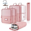 BAGSMART Hanging Packing Cubes for Travel, 6 Set Clear Waterproof Packing Cubes for Suitcases, Storage Organizer for Hanging Closet with Zipper, Handles and Hook Baby Pink