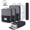 BAGSMART Hanging Packing Cubes for Travel, 6 Set Clear Waterproof Packing Cubes for Suitcases, Storage Organizer for Hanging Closet with Zipper, Handles and Hook Black