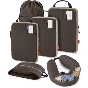 BAGSMART 6 Set Compression Packing Cubes with Fillable Neck Pillow(Grey)