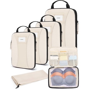 BAGSMART Compression Packing Cubes, Lightweight Travel Essentials(Beige)