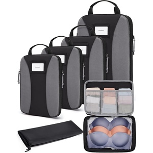 BAGSMART Compression Packing Cubes, Lightweight Travel Essentials(Deep Black)