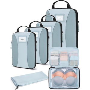 BAGSMART Compression Packing Cubes, Lightweight Travel Essentials(Light Blue)