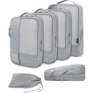 BAGSMART Compression Packing Cubes for Travel, 6 Set Luggage Organizer Bags(01-Grey)