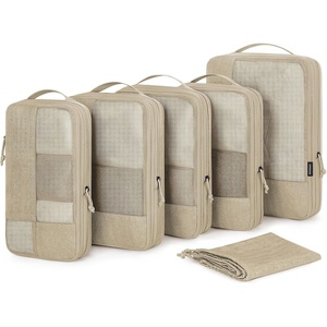 BAGSMART Compression Packing Cubes for Travel, 6 Set Luggage Organizer Bags(02-Khaki)