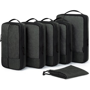 BAGSMART Compression Packing Cubes for Travel, 6 Set Luggage Organizer Bags(04-Black)