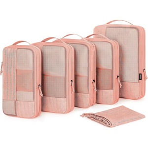 BAGSMART Compression Packing Cubes for Travel, 6 Set Luggage Organizer Bags(Orange)