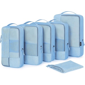 BAGSMART Compression Packing Cubes for Travel, 6 Set Luggage Organizer Bags(Sky Blue)