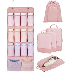 BAGSMART Hanging Compression Packing Cubes 6 Set Cruise Travel Essentials(Baby Pink)