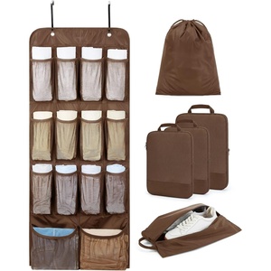 BAGSMART Hanging Compression Packing Cubes 6 Set Cruise Travel Essentials(Coffee Brown)