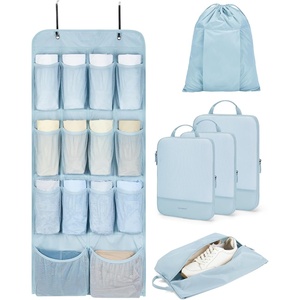 BAGSMART Hanging Compression Packing Cubes 6 Set Cruise Travel Essentials(Light Blue)