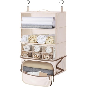 BAGSMART Hanging Packing Cubes for Travel, Hanging Shelves for Suitcases Organizers, Wet Dry Bags 5 Pack, Travel Bags Reusable for Swimsuits (Beige)(Beige)