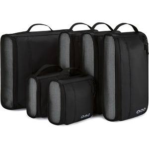 BAGSMART Keep Shape Packing Cubes for Travel, 6 Set Travel Cubes for Packing, Lightweight Suitcase Organizer Bags Set for Travel Essentials(02-Black)