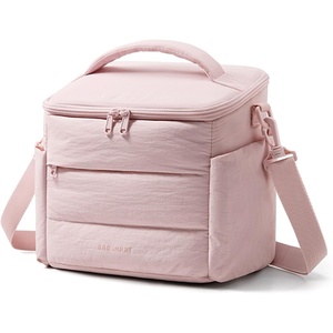 BAGSMART Lunch Box for Women, Cute Quilted Insulated Lunch Bag Sloped-lid(Baby Pink)
