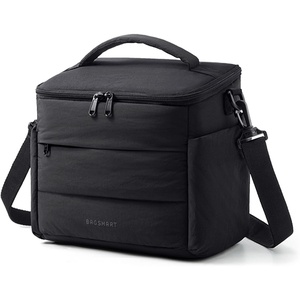 BAGSMART Lunch Box for Women, Cute Quilted Insulated Lunch Bag Sloped-lid(Black)