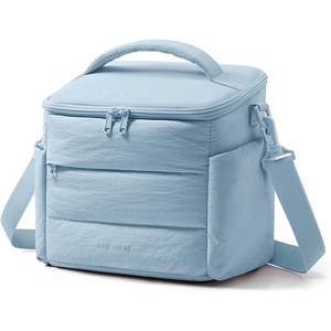 BAGSMART Lunch Box for Women, Cute Quilted Insulated Lunch Bag Sloped-lid(Dawn Blue)