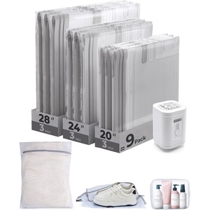 BAGSMART Travel Vacuum Bags with Rechargeable Electric Pump, 18PC Kit(Gray-Travel Size)
