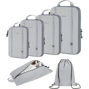 BAGSMART Water-Resistant Packing Cubes – 6 PCS Travel Essentials, Compression Packing Cubes for Suitcases, Lightweight, Grey