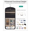 BAGSMART Hanging Jewelry Organizer Claw Clip Necklace Holder Roll for Hair Ties, Headbands, Clips, Earrings, Necklaces, Glasses Double-Sided on Closet, Wall, Door, 1 piece, Large-Black(Lake Green)