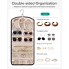 BAGSMART Hanging Jewelry Organizer Claw Clip Necklace Holder Roll for Hair Ties, Headbands, Clips, Earrings, Necklaces, Glasses Double-Sided on Closet, Wall, Door, 1 piece, Large-Black(Black)