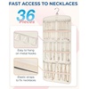 BAGSMART Hanging Jewelry Organizer Storage with Hanger Metal Hooks Double-Sided Jewelry Holder for Earrings, Necklaces, Rings on Closet, Wall, Door, 1 piece Large Black(Beige)