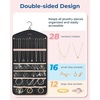 BAGSMART Hanging Jewelry Organizer with Hanger Metal Hooks Double-Sided Jewelry Holder for Organizing Earrings Necklaces Rings Perfect for in Hanging Closet, Wall, Door, 1 Piece, Large, Black(B-1-Black)