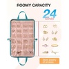 BAGSMART Travel Jewelry Organizer Case Portable Jewelry Roll Bag Tangle-free Necklace Storage Foldable Transparent Pockets for Earrings Rings Bracelet Travel Essentials Black(Teal)