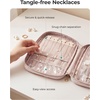 BAGSMART Travel Jewelry Organizer, Tangle-free Necklaces Case,Pink(Beige)