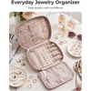 BAGSMART Travel Jewelry Organizer, Tangle-free Necklaces Case,Pink(Navy Blue)