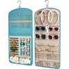 BAGSMART Hanging Jewelry Organizer Claw Clip Necklace Holder Roll for Hair Ties, Headbands, Clips, Earrings, Necklaces, Glasses Double-Sided on Closet, Wall, Door, 1 piece, Large-Black(Lake Green)