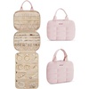 BAGSMART Travel Jewelry Case, Hanging Jewelry Organizer with Zipper Pockets, Large Capacity Puffy Jewelry Roll for Earrings, Necklaces, Rings on Closet, Wall, Door, Portable Travel Essentials, Pink(Pink)