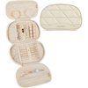 BAGSMART Travel Jewelry Case Jewelry Organizer Storage Roll Rings Necklaces Earrings Bracelets Brooches Watch Large Portable Light Pink(A-Beige)