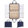 BAGSMART Travel Jewelry Organizer Case Portable Jewelry Roll Bag Tangle-free Necklace Storage Foldable Transparent Pockets for Earrings Rings Bracelet Travel Essentials Black(Dark Blue)