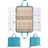 BAGSMART Travel Jewelry Organizer Case Portable Jewelry Roll Bag Tangle-free Necklace Storage Foldable Transparent Pockets for Earrings Rings Bracelet Travel Essentials Black(Teal)