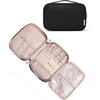 BAGSMART Travel Jewelry Organizer, Tangle-free Necklaces Case,Pink(Black)