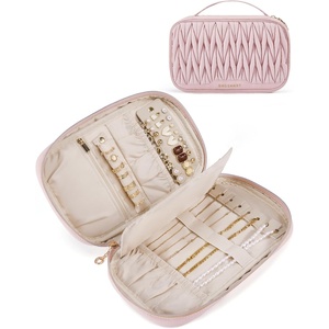 BAGSMART Travel Jewelry Case Jewelry Organizers and Storage Earings Holder Organizer for Women Necklace Holder Jewelry Rolls for Necklaces, Earrings, Bracelets-Purple(Pink)