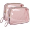 BAGSMART TSA Approved Toiletry Bag, 2 Pack Clear Makeup Cosmetic Bag Organizer, Quart Size Travel Bag for Toiletries, Carry-on Travel Accessories Essentials – Pink