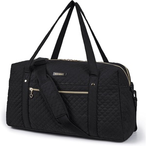 BAGSMART Duffle Bag 37L Large Carry On Weekender Overnight Bag with Wet Pocket , Laptop Compartment And Shoes Bag for for Women, Travel, Business Trips, Sports(Black)